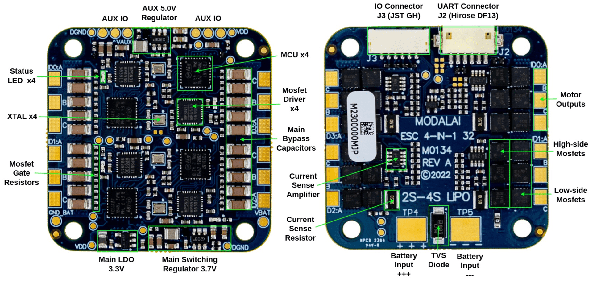 ModalAI, Inc. Accessory VOXL ESC 4-in-1 Digital I/O UART Communications