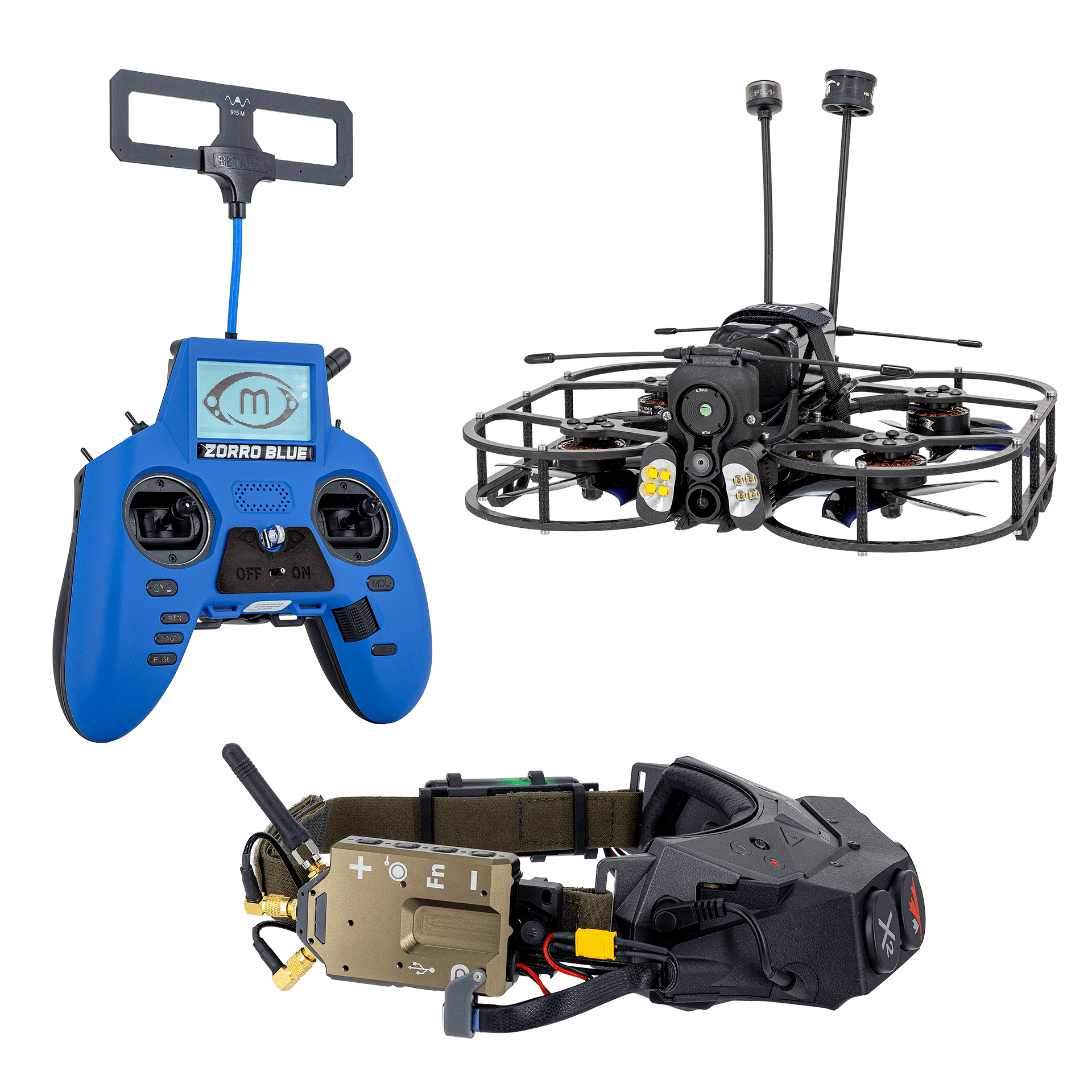 ModalAI, Inc. Drone Drone with Battery, Controller and Goggles with Integrated VRX / EO and Boson+ 640 Stinger Vision FPV 3.5" sUAS